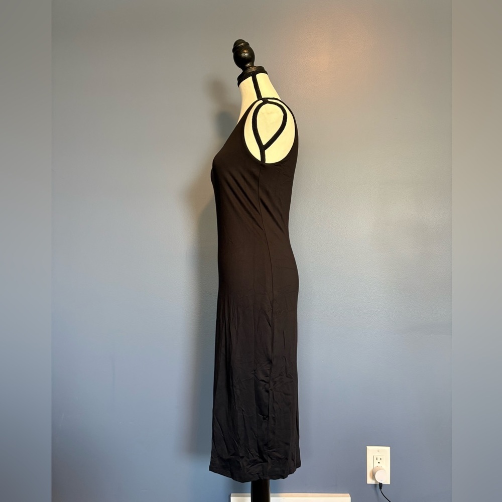 R&W Black Midi Dress NWT Size Medium | Sleek Stretch Back Slit - Picture 5 of 11